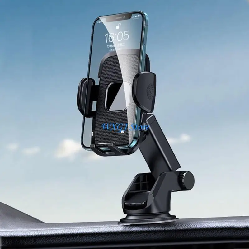 

37JE Dashboard & Windshield Universal Car Mount Phone Holder Stand with Suction Cup Base and Adjustable Arm for Mobile Phone