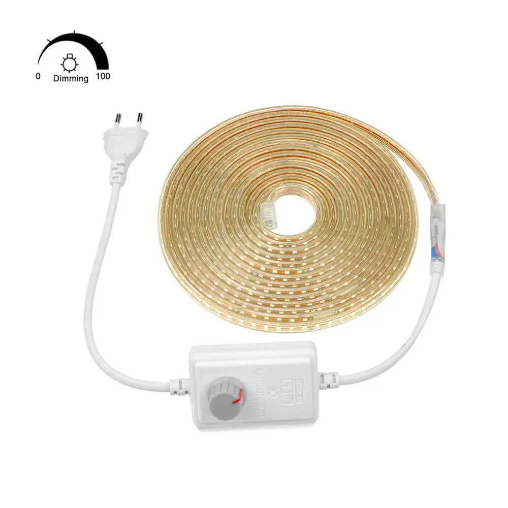 220V LED Strip Light With EU Power Plug 25M Dimmable Waterproof Outdoor Backlight Kicthen Decor Led Tape Diode 120leds/M Garland