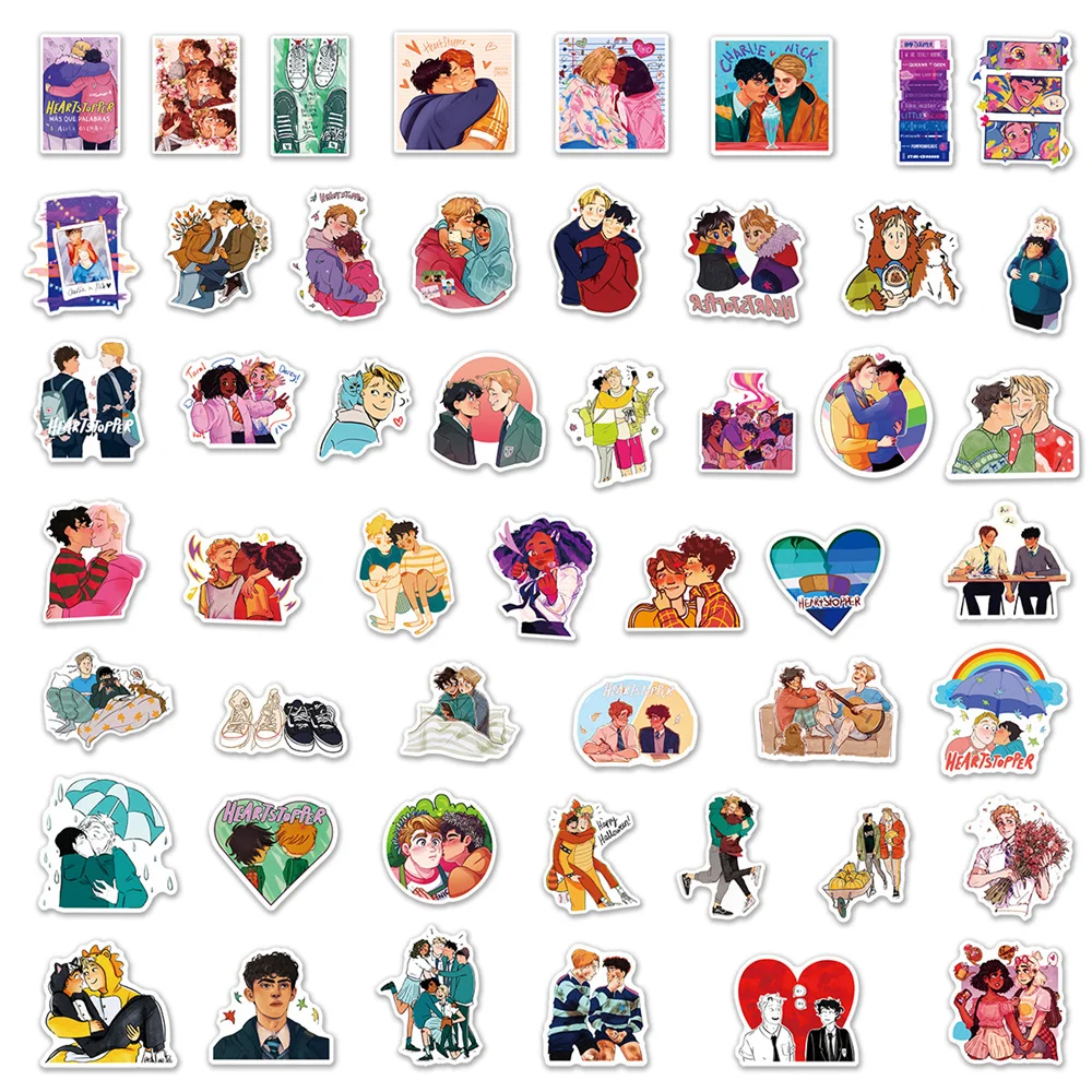 50PCS Dating Gay Heartstopper Graffiti Waterproof Sticker Creative Trend Personalized Decoration Water Cup Guitar