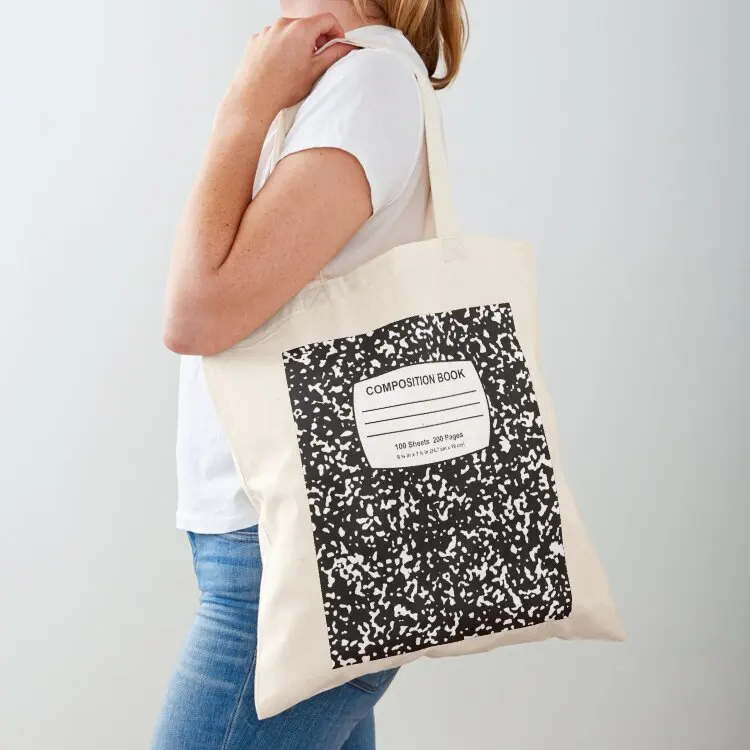 Composition Notebook Pattern with Composition Book Label Tote Bag tote bag men's personalized tote bag canvas bags