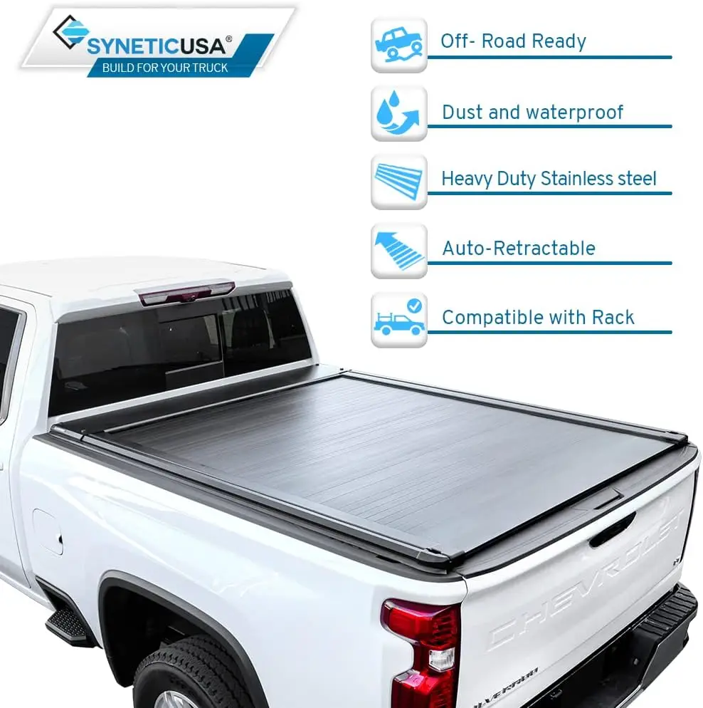 

Retractable Hard Tonneau Cover Fits 2007-2018 Chevy Silverado/GMC Sierra 1500/2500/3500 6'6" Truck Bed Matte