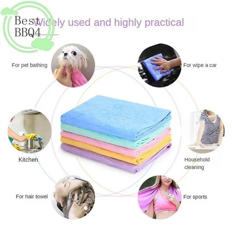 (BBQ4)Pet Dog Towel Suede Fabric Towel Pet Bath Absorbent Towel Pet Grooming Towel Soft Pet Towel