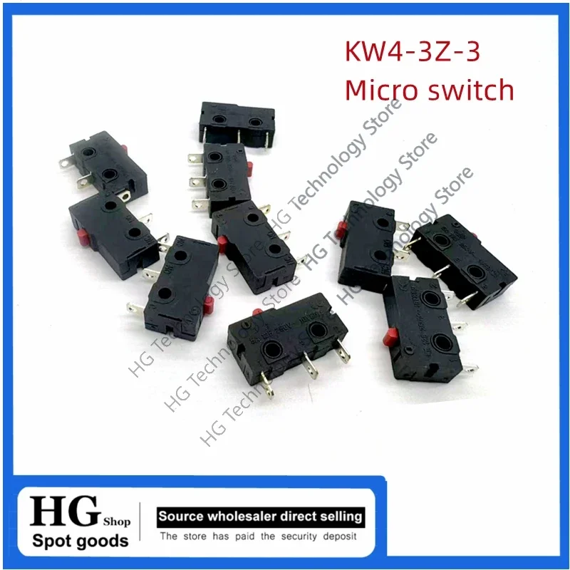 10PCS/Lot  KW4-3Z-3 Micro switch Small travel switch limit 3 pin key with handle and roller 5A 250V