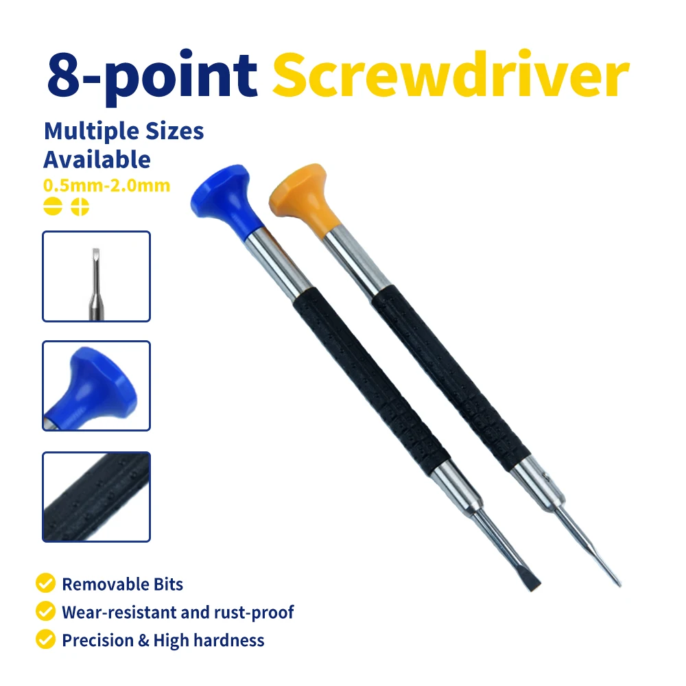 Watch Repair Tool Set with Metal Black Handle Screwdrivers Mini Tools for Computers Eyeglasses Watches-Waterproof Multifunction