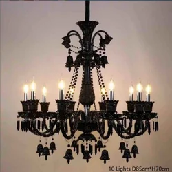 European Black Large Crystal Chandelier Fabric led Candle Lamp Villa Hotel lobby light Living Room Dining Room hanging lamp