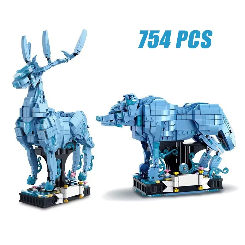 

754 детали, конструктор 2-в-1 «Волшебное животное Экспекто Патронум», строительные блоки «Бараны и Волки», игрушка-подарок для детей