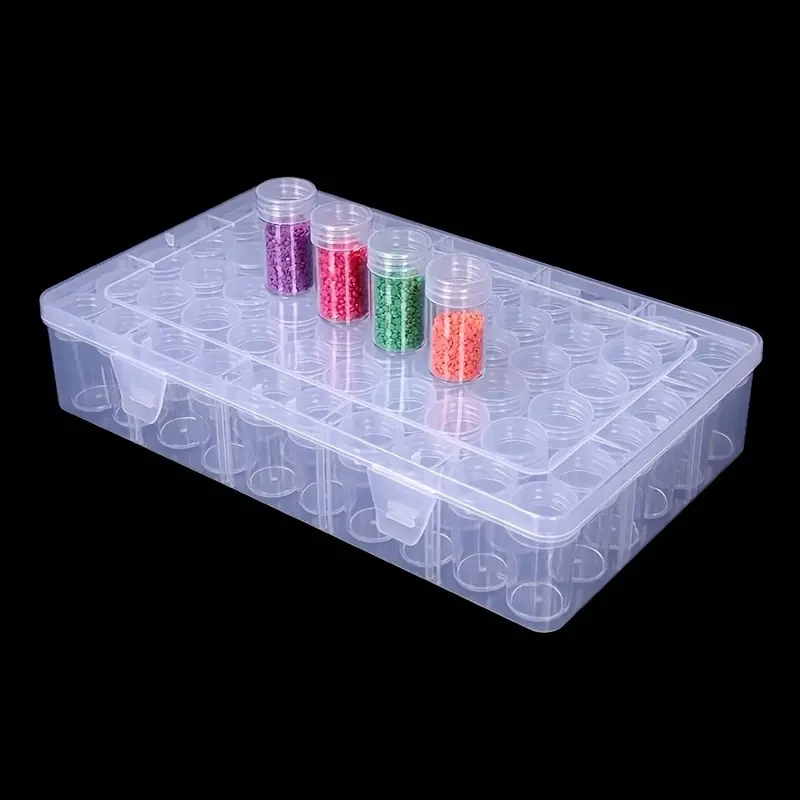 1pc 24/38/48/60/80 Slots Plastic Storage Box, DIY Diamond Painting Beads Charms Jewelry Accessories Organizer Box