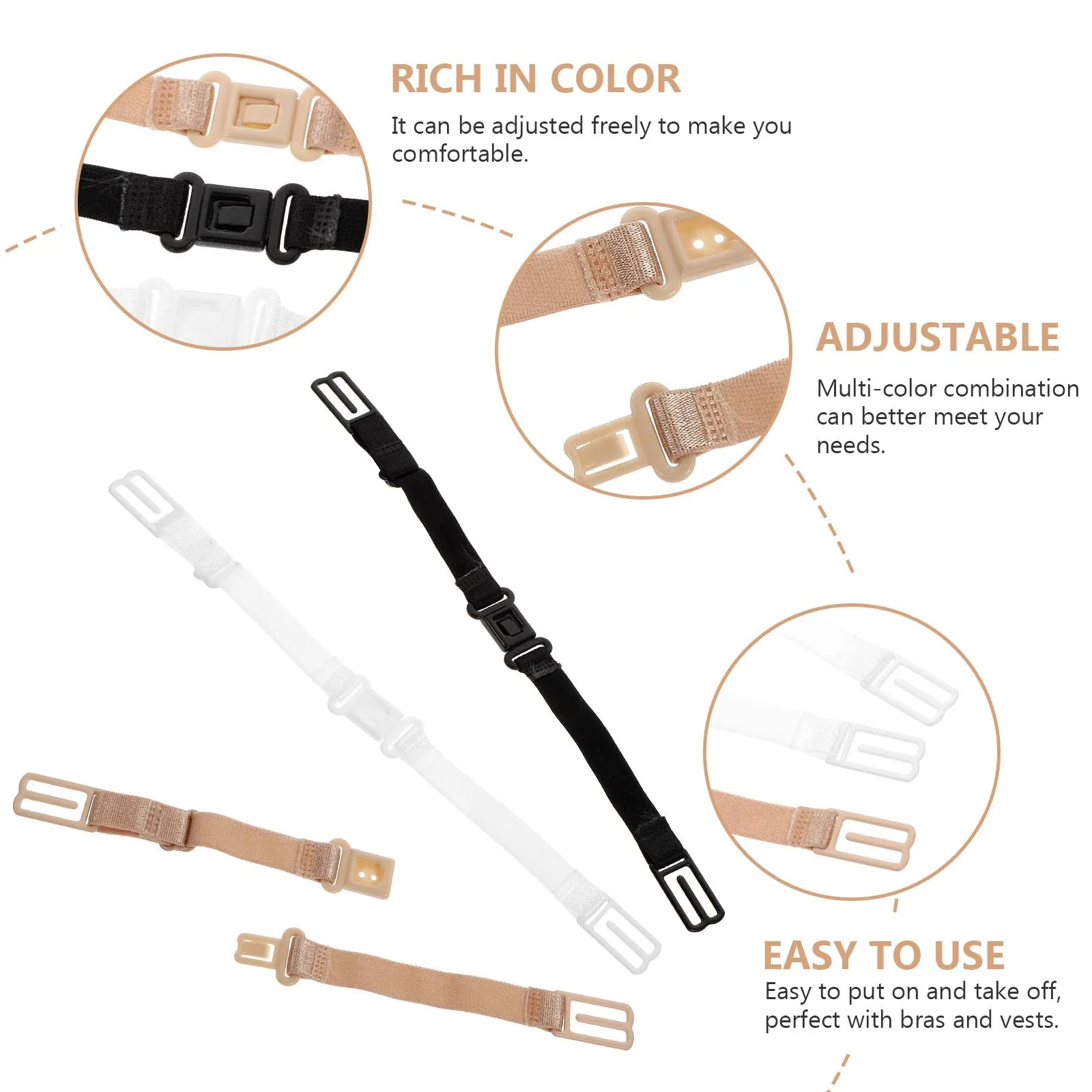 

6pcs Adjustable Non-Slip Bra Straps For Women Replacement Shoulder Strap Underwear Sports Running Multi-Color Combo