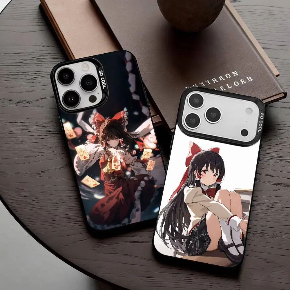 

H-Hakurei Reimu T-Touhou Phone Case For iPhone17,16,15,14,13,12,11 Plus,Pro Max Black Candy Silver Plated Cover