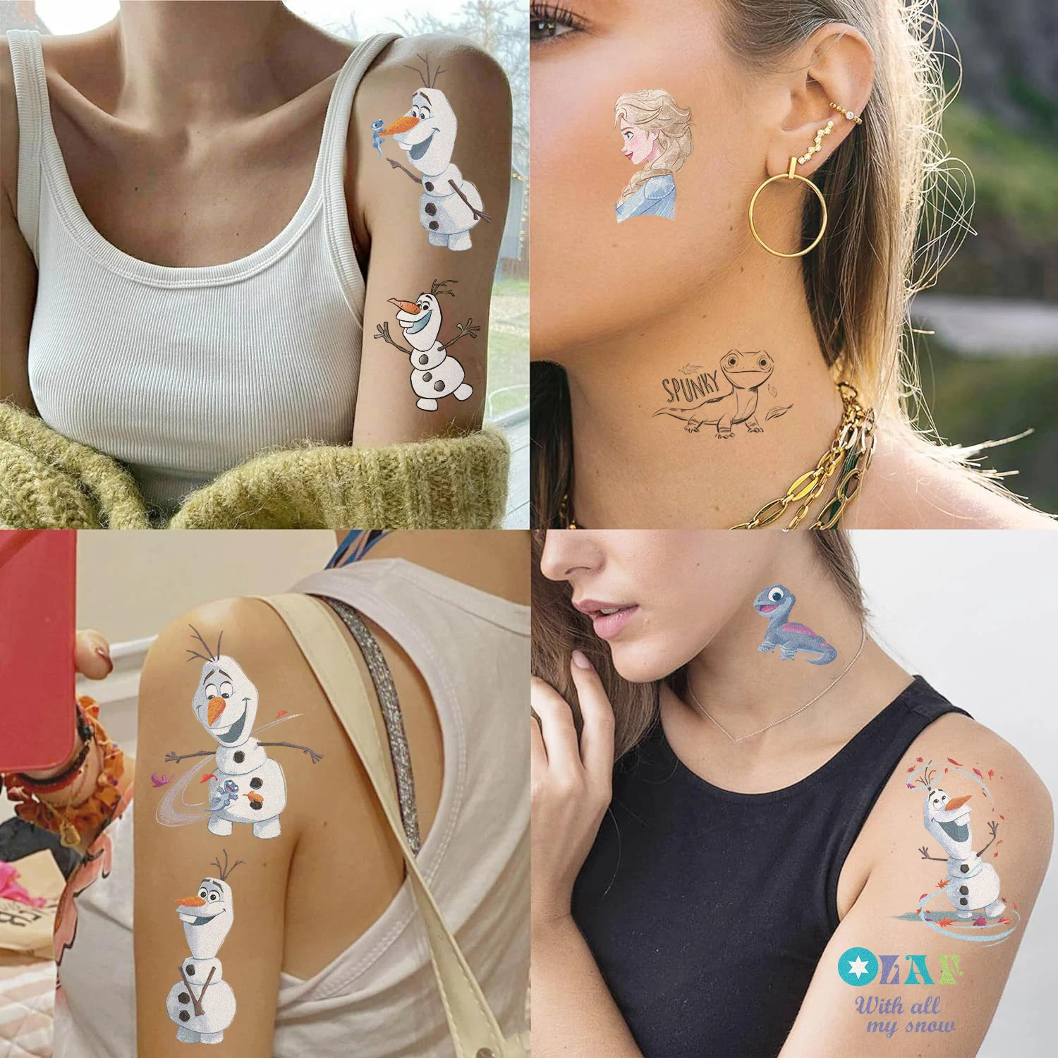 10Pcs Frozen Elsa Tattoo Stickers Temporary Tattoos for Kids Birthday Party Supplies Favors Cute Tattoos Stickers Decoration