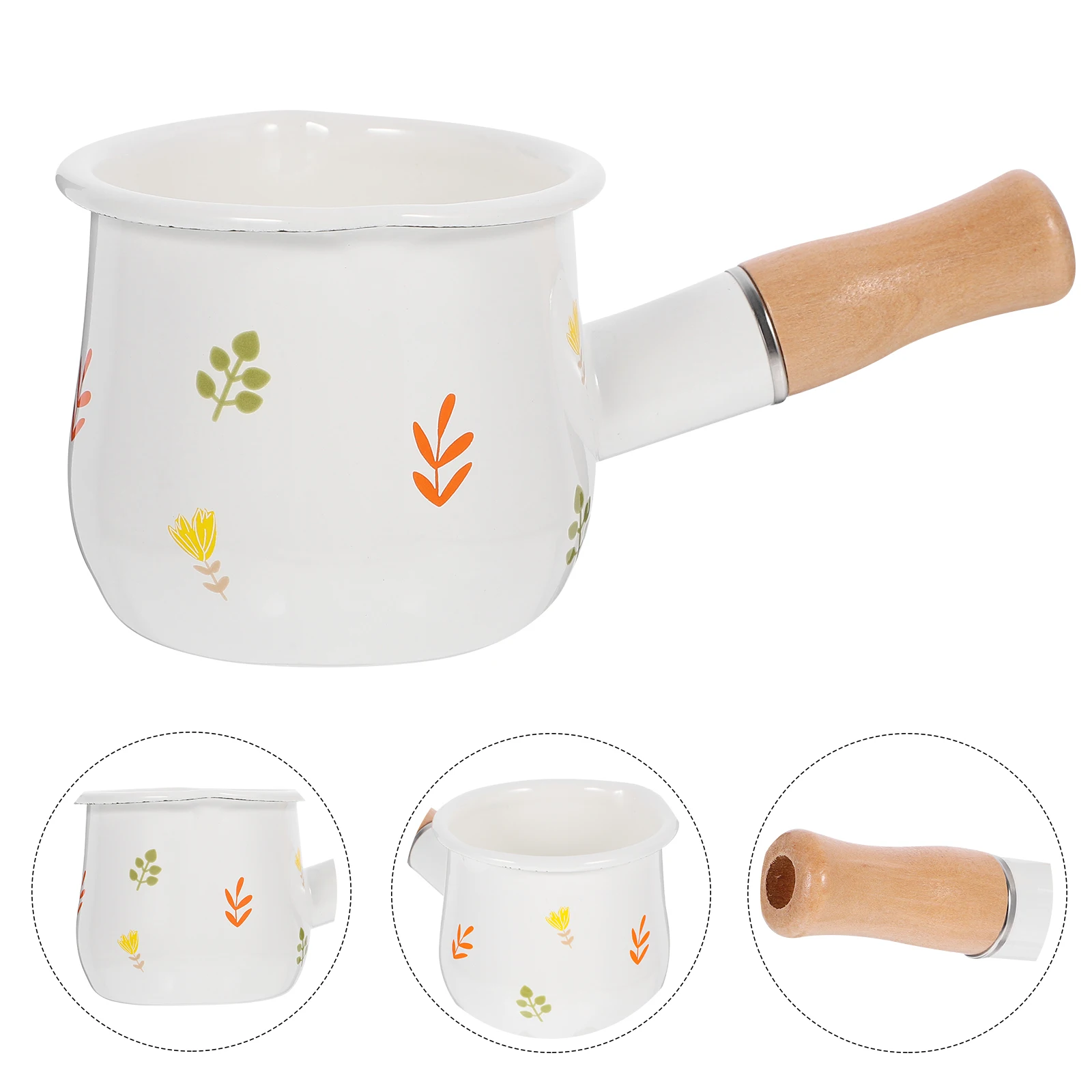 

Flat Bottom Enamel Milk Pot Multi-Function Small Cooking Saucepan Non-Stick Heat Resistant Korean Ramen Soup Noodles Kitchen