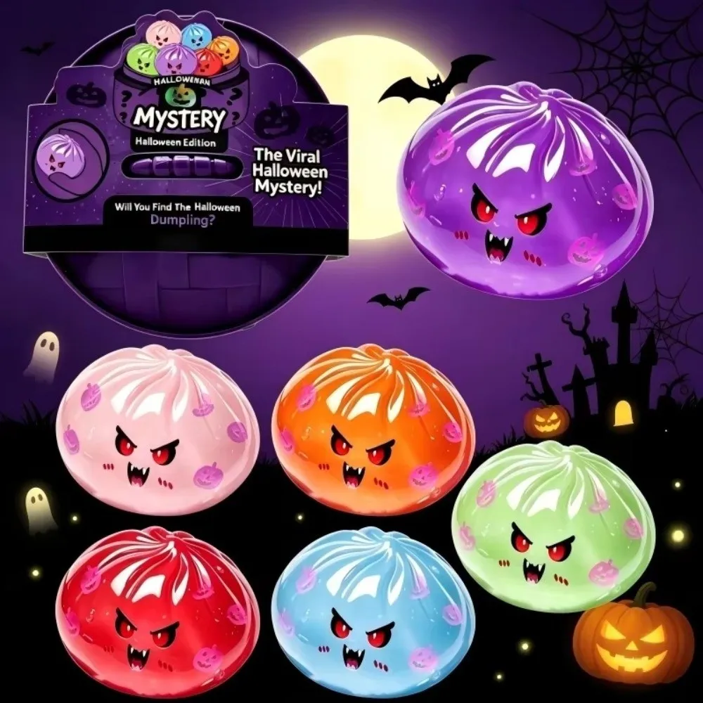 Glitter Halloween Squishy Slow Rising Slow Rebound Steamed Bun Squishy PU Material Soft Squeeze Dumpling Squishy Pinch Play