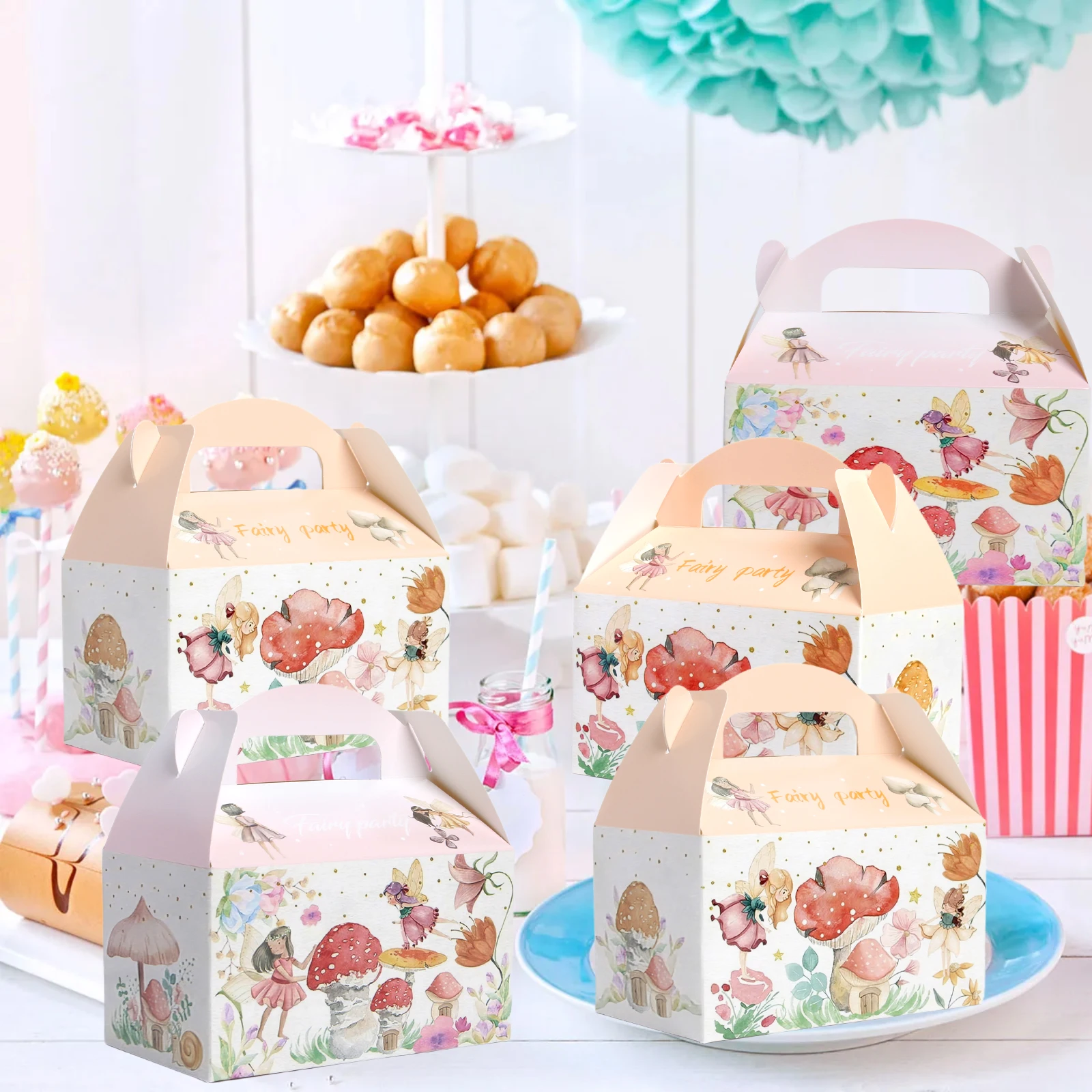 12 قطعة من حقائب هدايا الحفلات الخيالية المسحورة - علب هدايا قزم الغابة مع تصميمات الأميرة السحرية والفطر والفراشة #5