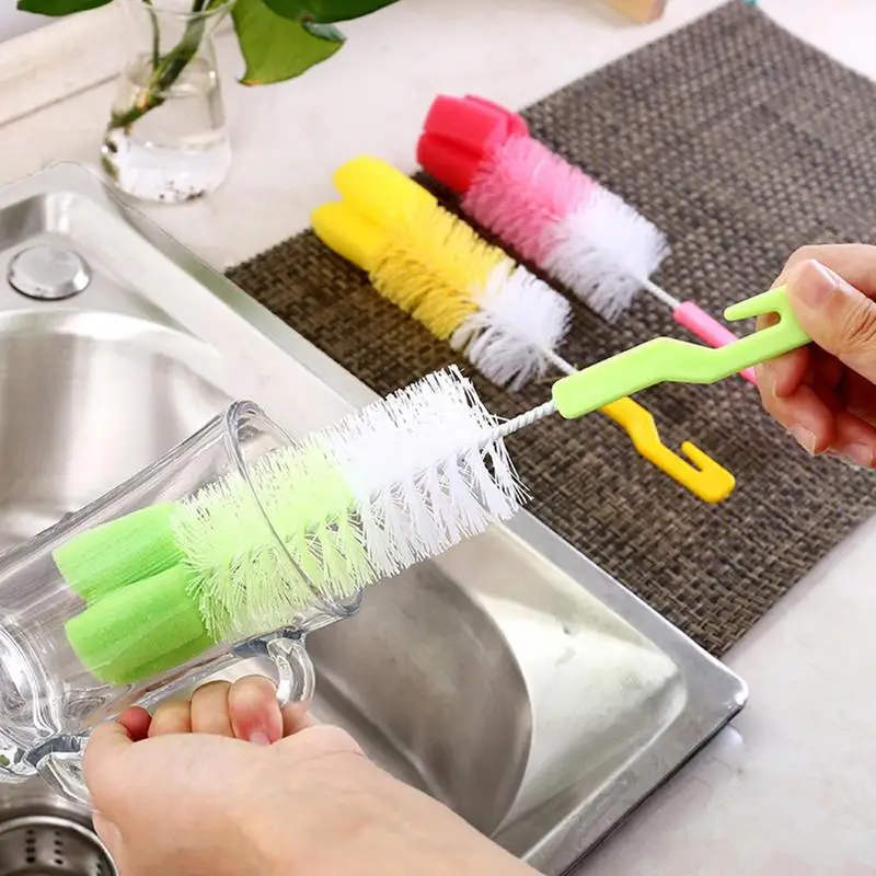 Baby Bottle Brush Long Handle Bottle Washer Dish Cleaner Brushes Flexible Water Bottle Brush For Cleaning Sponge Brush For Cups