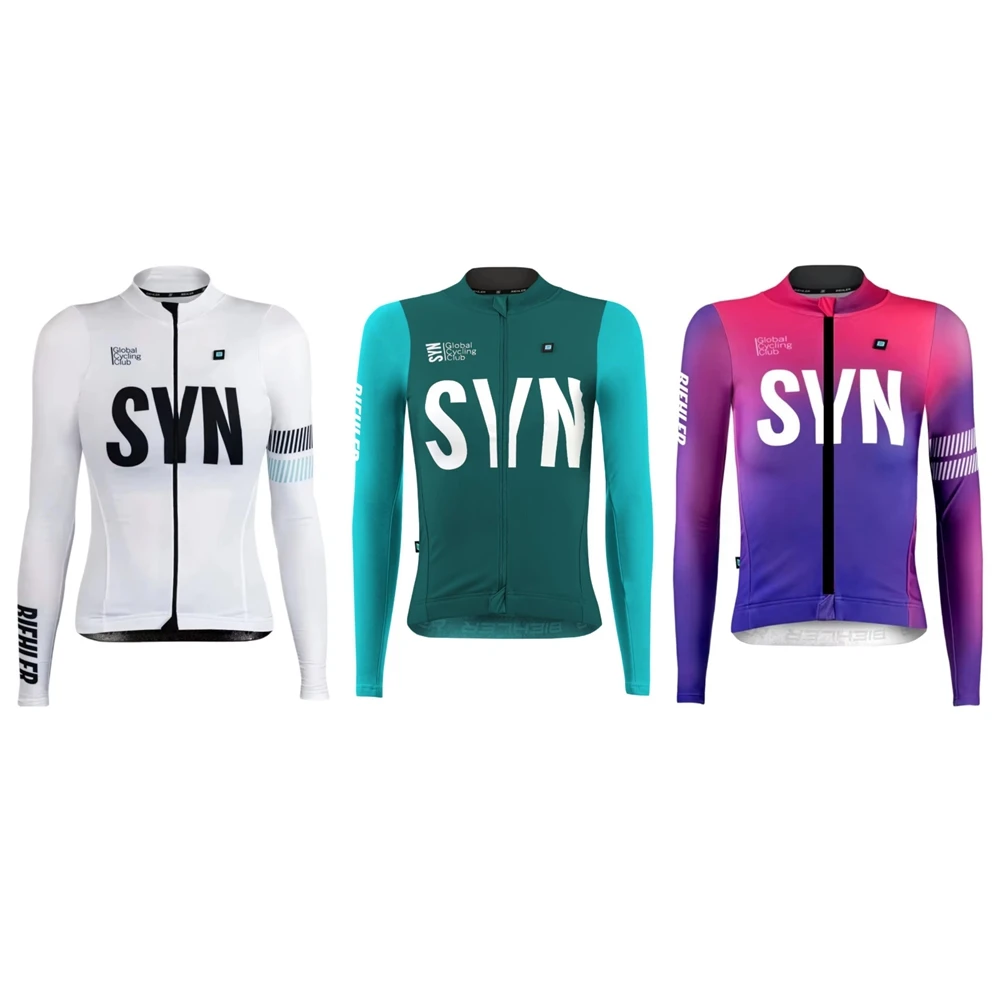 Autumn White CANDY RUSH SYN Classic Women's Long Sleeve Cycling Jersey SYNDICATE Team Race Bicycle Clothing Cycling Shirts