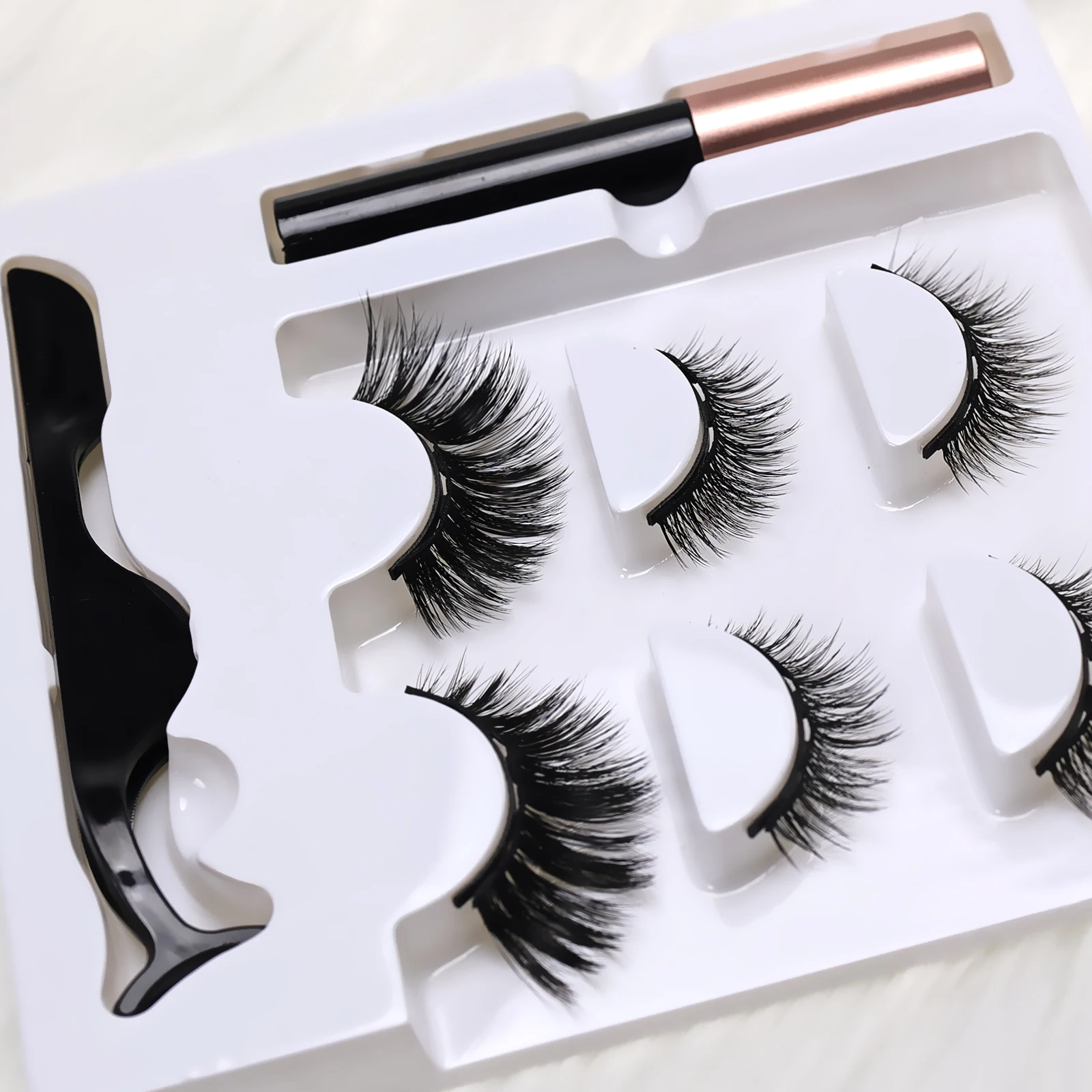 3Pairs Handmade Magnetic Eyelashes Set - No Glue Needed, Faux Cils, Beginner-friendly Beauty Makeup