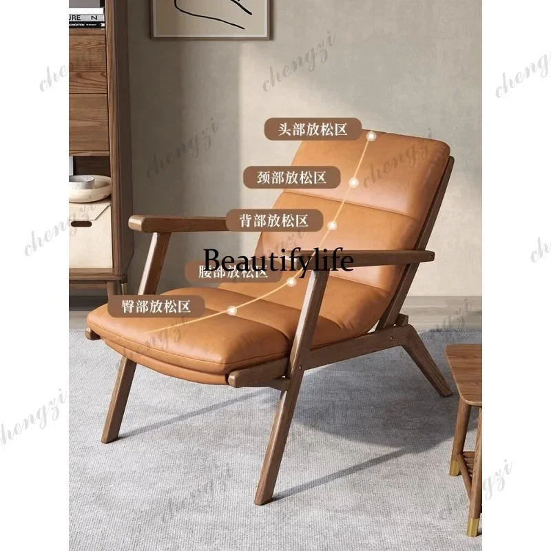 D136 Leisure foldable old small single lazy sofa lying chair balcony outdoor household solid wood high backrest