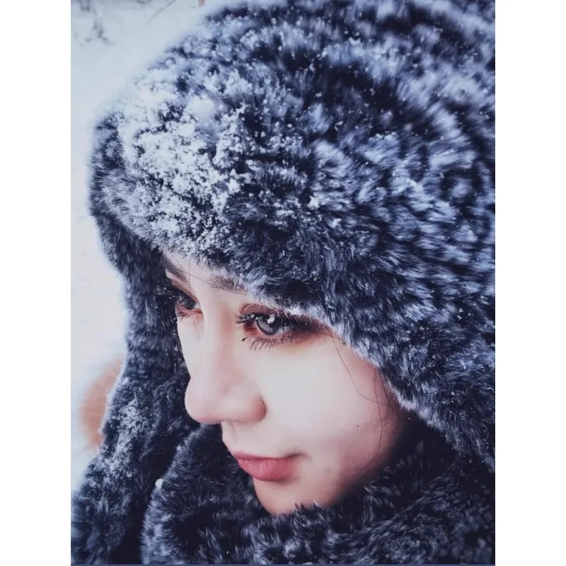 Thickened fur hat, scarf, integrated Rex rabbit hair woven snow hat, ear protectors to keep women warm