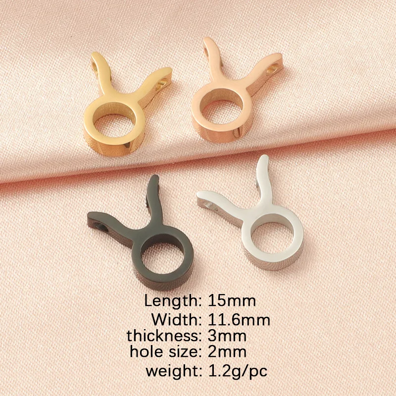 12Pcs/Lot 4 Color Mirror Polished Stainless Steel Twelve Zodiac  Constellation Connectors Charms For DIY Making Bracelets