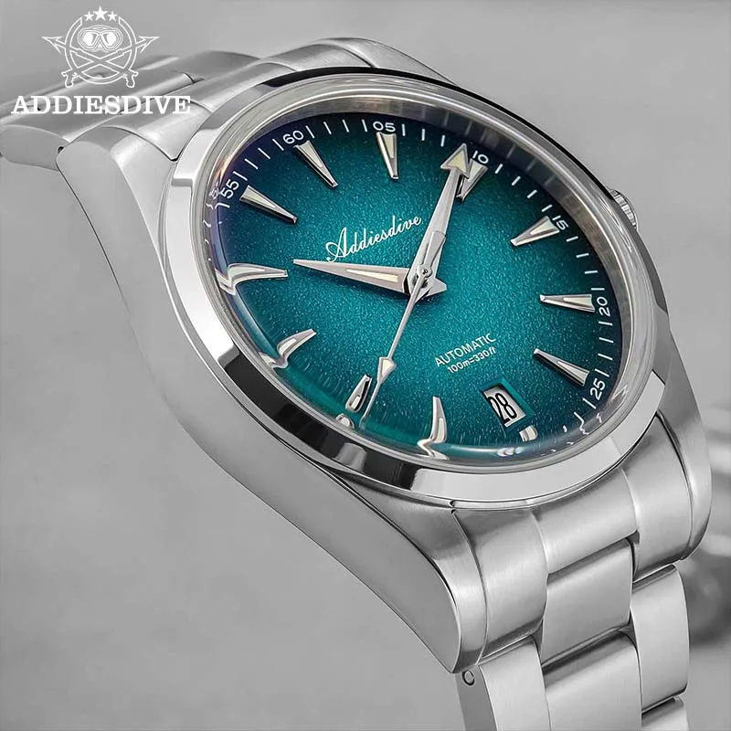 Addiesdive relógio masculino de aço inoxidável ar revestido luxo relógios mecânicos automáticos 100m à prova dwaterproof água mergulho reloj hombre ad2527