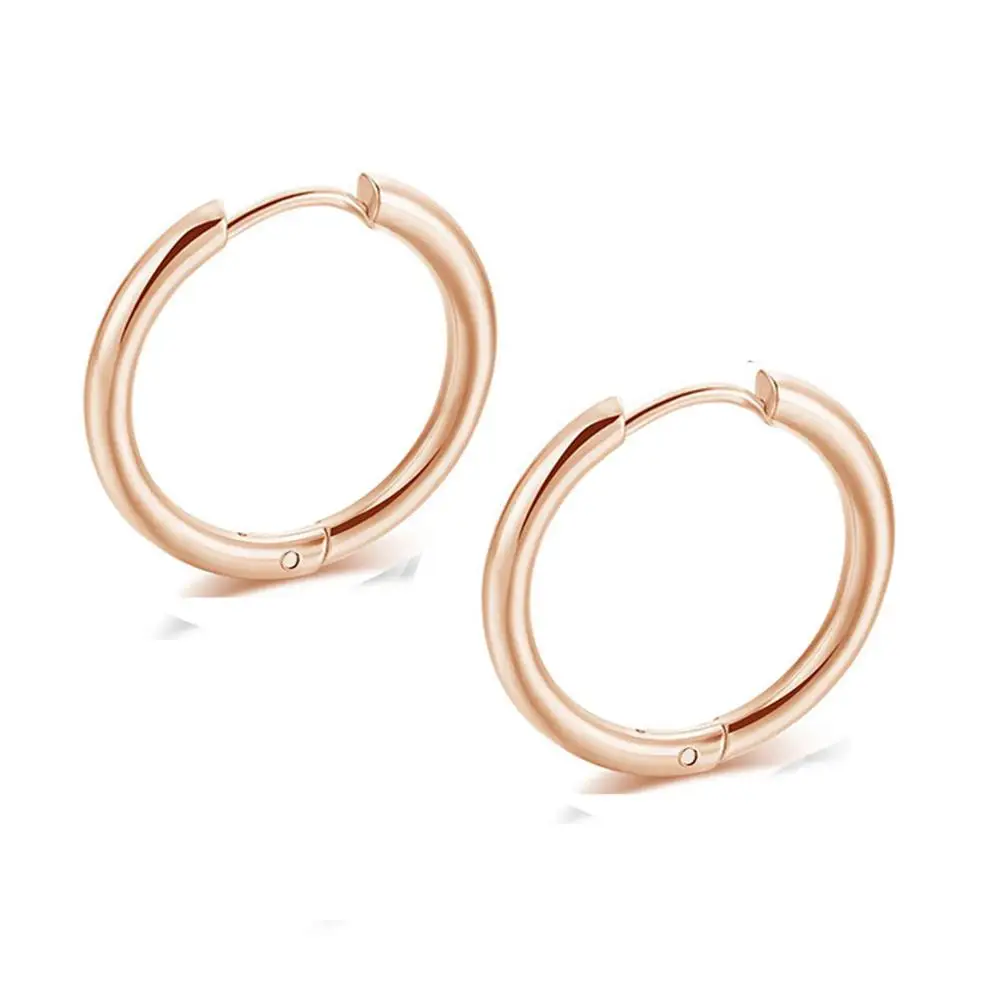 8-20mm Women Men Stainless Steel Small Smooth Round Circle Chunky Hoops Earring Piercing Cartilage Tragus Simple Thin Ear Buckle