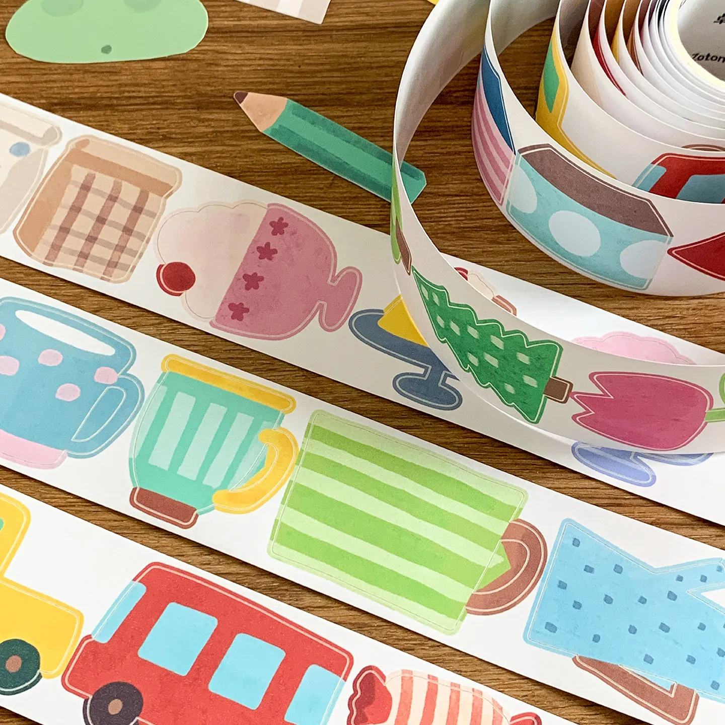 maste washi Tape Die Cutting [Favorite Shape] Writable journal Sticker Decoration Versatile Basic Color Block