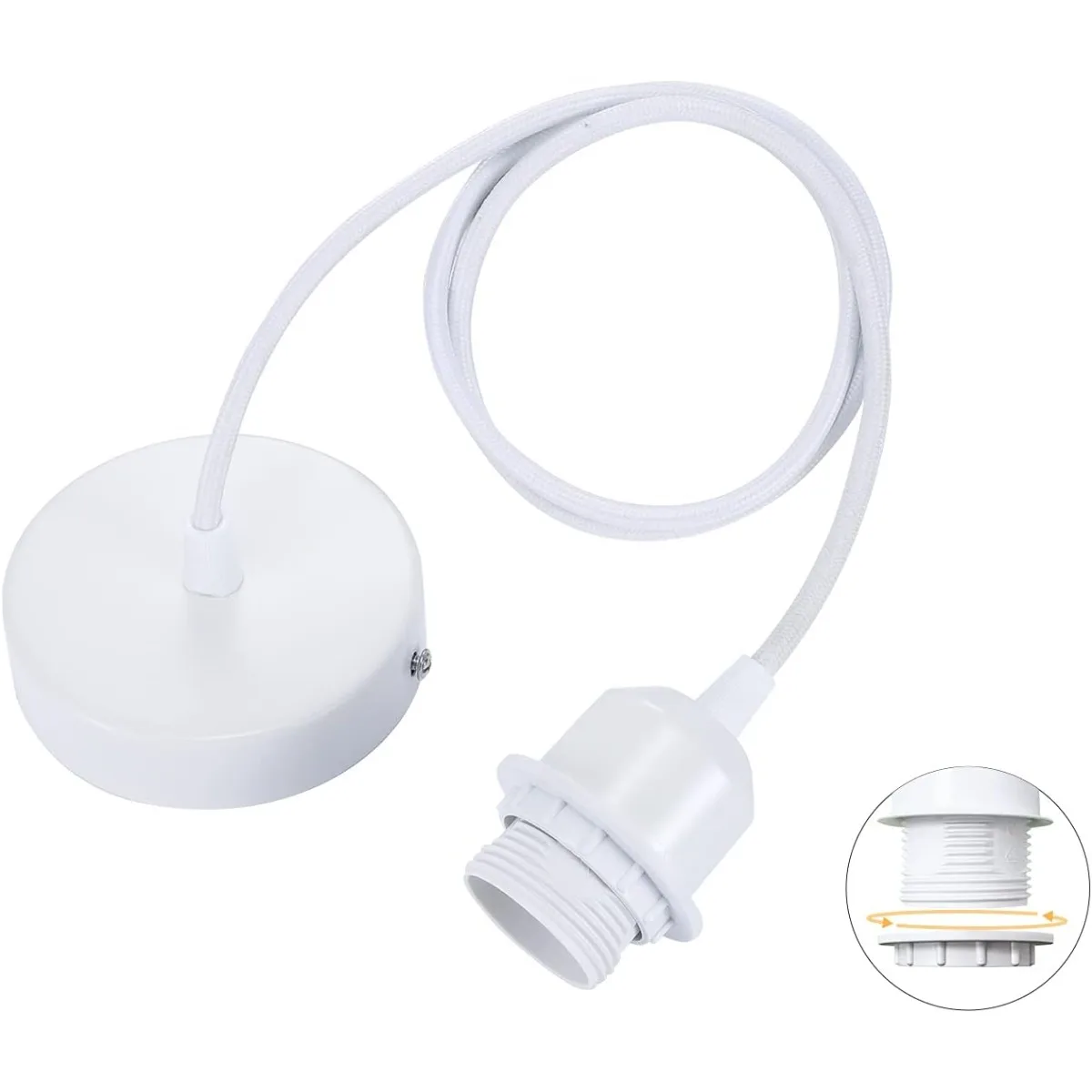 

JOYINLED упаковка регулируемого шнура подвесного светильника 1/2/5, текстильный кабель длиной 150 см с винтовым кольцом E27 для абажура своими руками, белый/черный