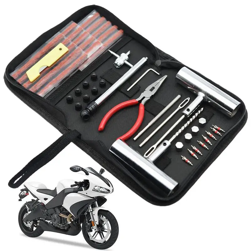 

Flat Tire Kit Heavy Duty Tire Flat Repair Kit 46pcs Flat Repair Tools Portable Flat Repair Kit For DIY Car Home Puncture Repair