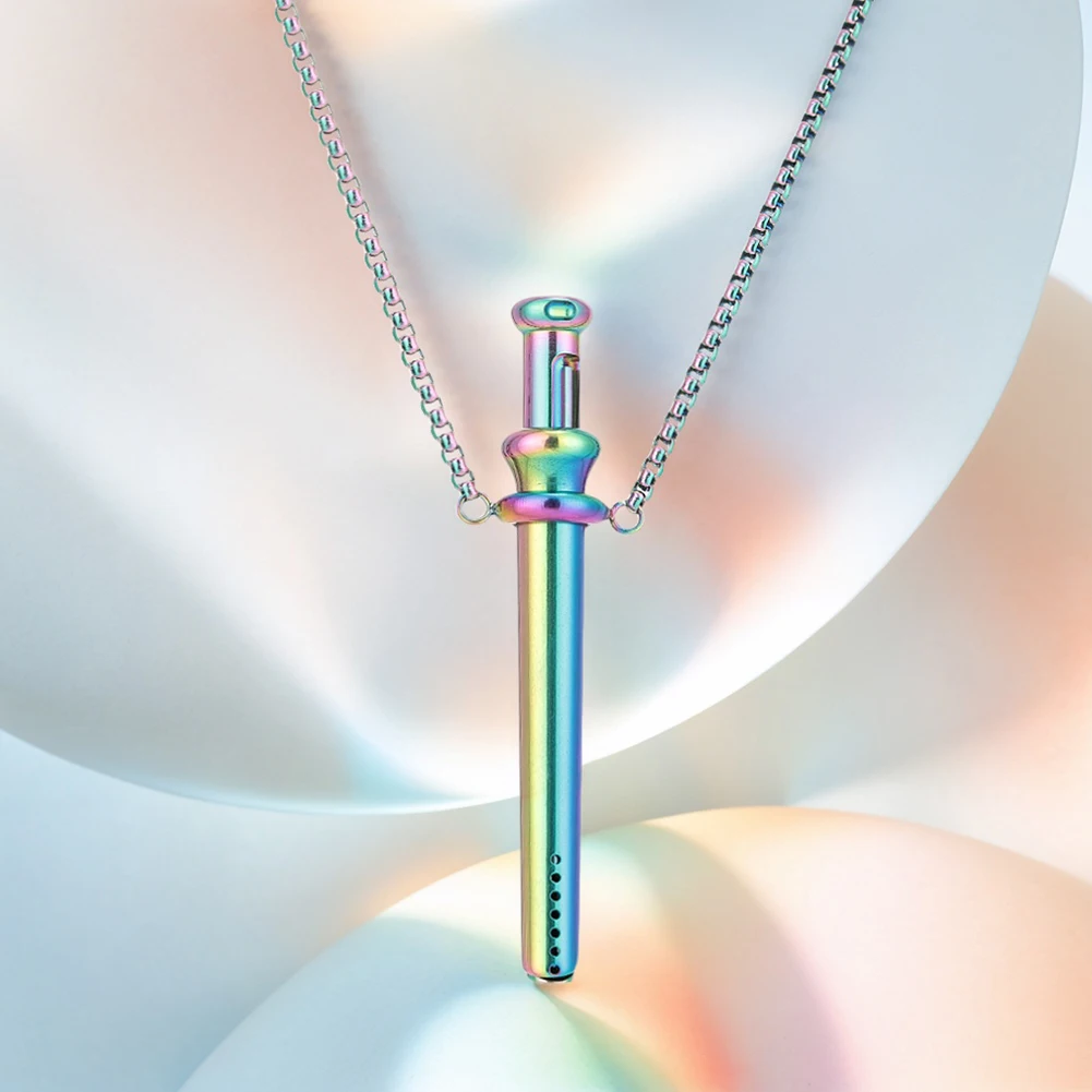 Breathing Resistance Whistle Necklace Stainless Steel Anxiety Breathing Necklace Meditation Jewelry for Stress Relief