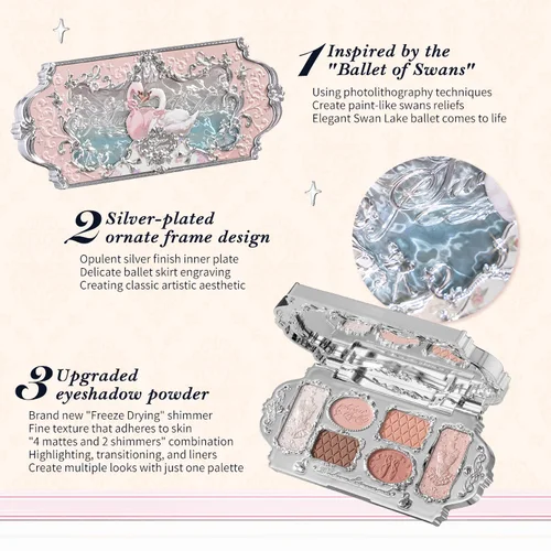 Imagen 2 del producto Flower Knows Swan Ballet Series Paleta de sombras de ojos de seis colores Brillo mate delicado