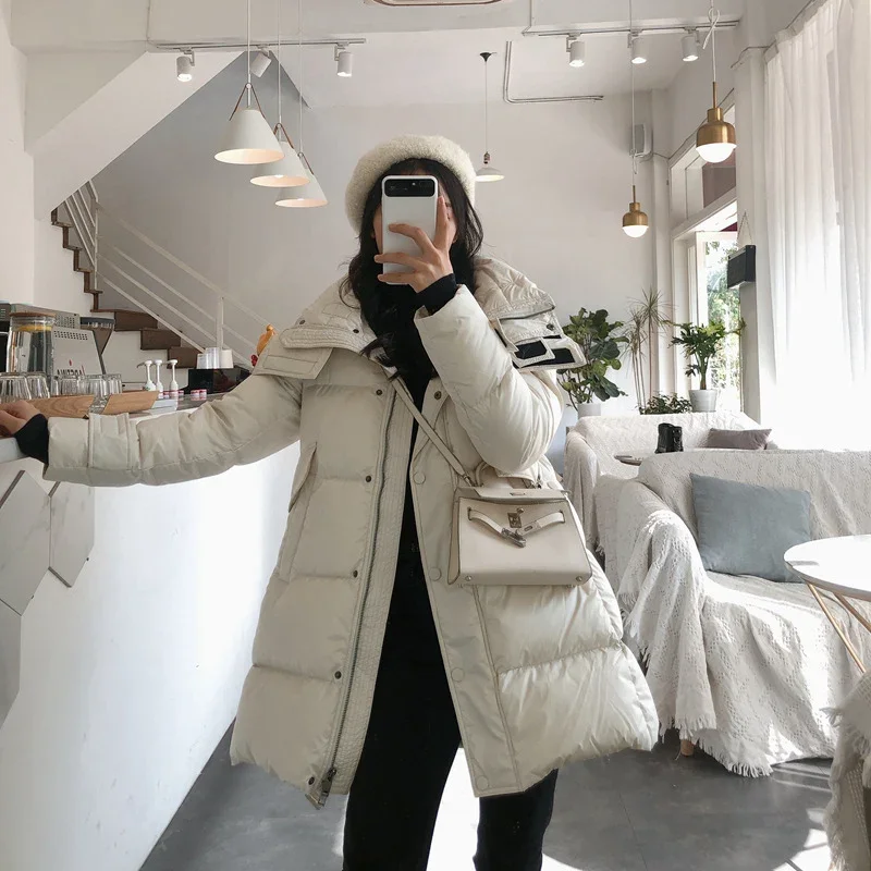 Schinteon Women Down Jacket with Hood Warm Autumn Winter Luxurious Slim Outwear White Duck Down Coat 2024 Fashion New