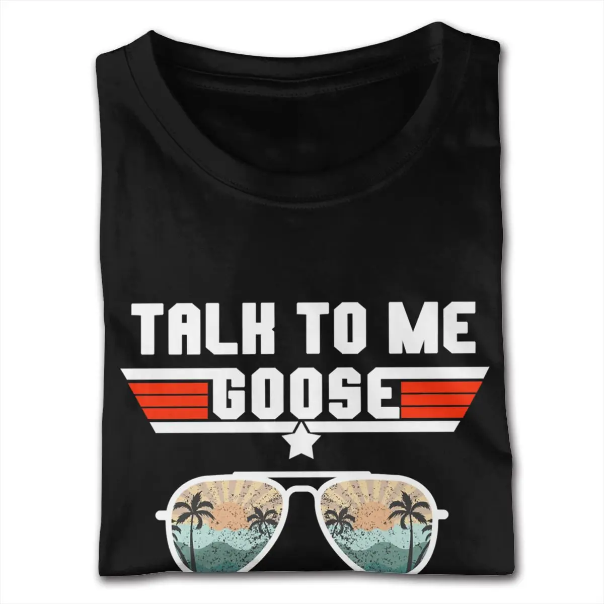 Talk To Me Goose Retro Sunset Aviator Glasses Tees Shirt for Men Plus Size Short Sleeve Soft Cotton Black Round Neck Tshirt