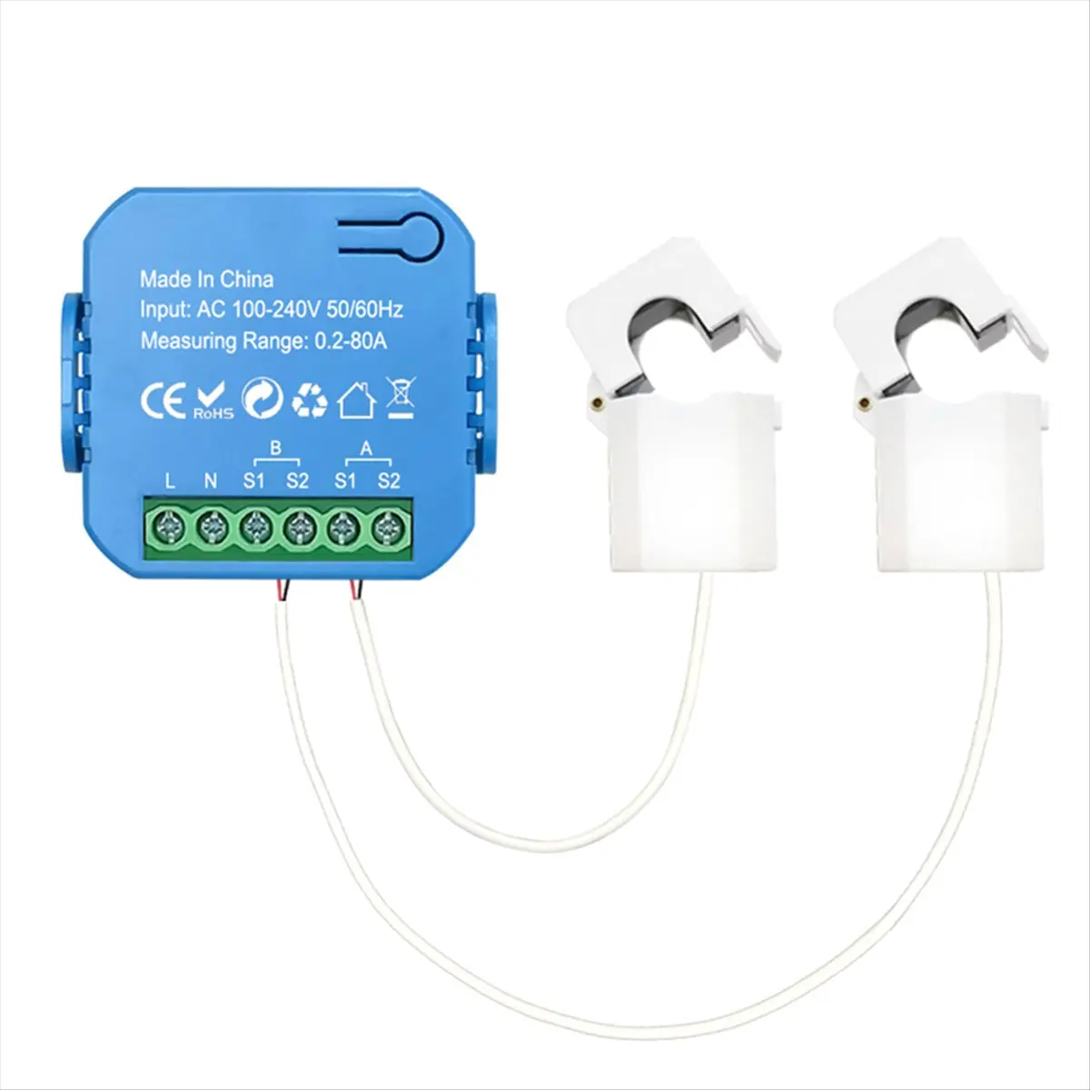 DT38 Tuya Smart 2 Way WiFi Energy Meter Bidirection 1/2 Channel with Clamp App Monitor Solar Produced and Consumed Power 2CT