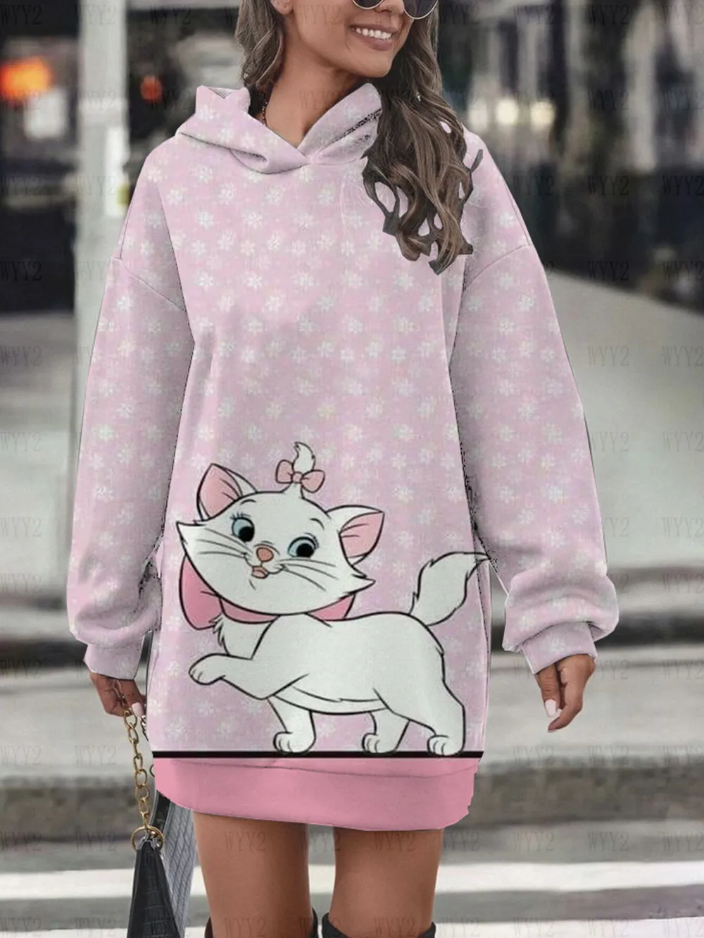 Neue Herbst und Winter Damenmode Kapuzenrock heißer Verkauf Disney Marie Cat Cartoon Print trendige lässige Damenbekleidung