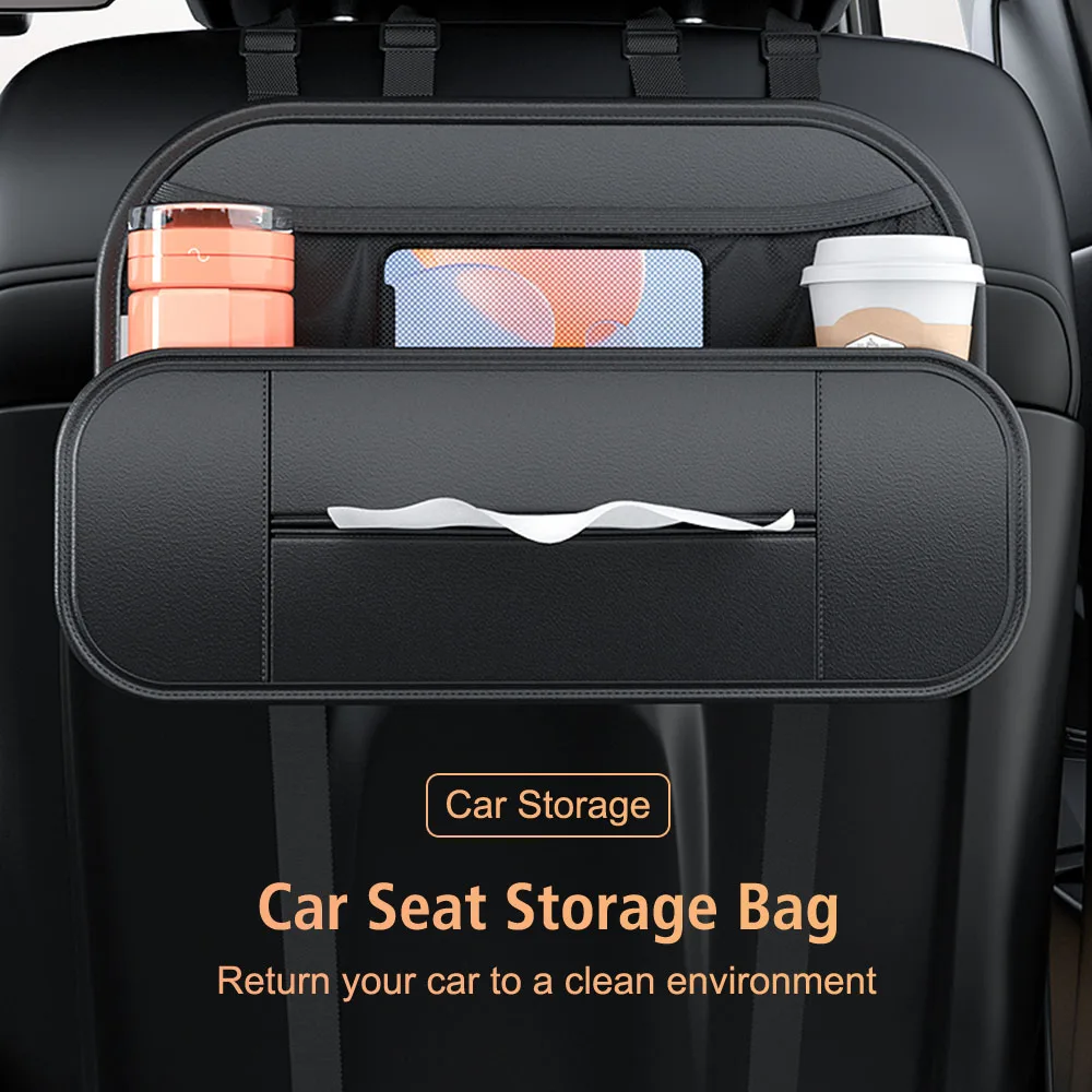 Car Seat Back Storage Bag Auto Seat Back Pocket Rear Seat Interior Products Travel Accessories Backbox Storage Box Waterproof