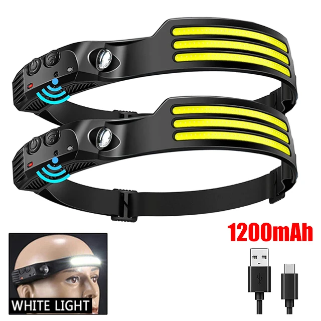 COB LED-koplamp Inductiekoplamp Ingebouwde batterij USB oplaadbare hoofdzaklamp Outdoor Camping Vissen Sensorkoplamp