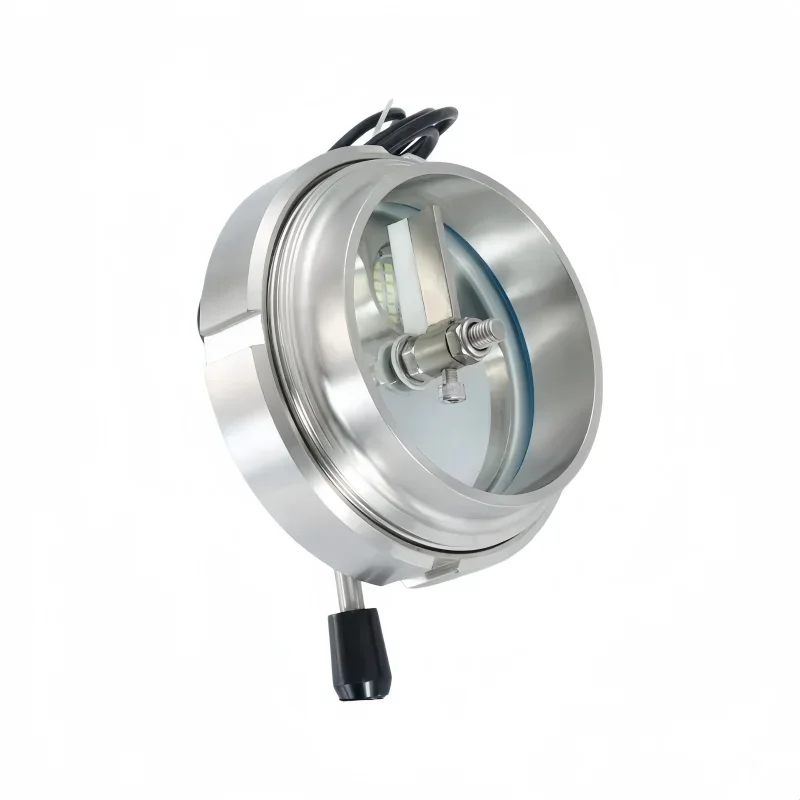 DN80-DN100 Sanitary Sight Glass with Wiper & Flashlight, Circular View Window for Homebrewing Distillation