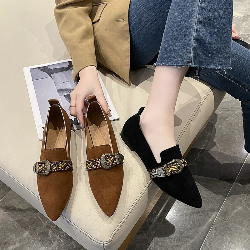 Women Casual Shoes Slip-on Comfortable Flat Luxury Designer Pointed Toe Fashion Cheap Products and