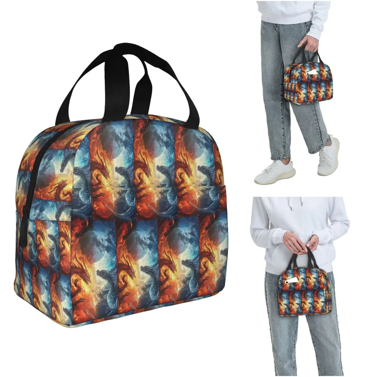 

Изолированная сумка для обеда Red Fire Dragon для женщин и детей, герметичные контейнеры для еды, термосумка для обеда