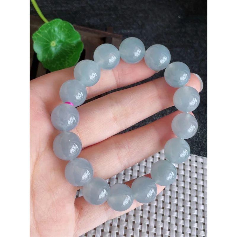 Myanmar Natural a Jade Bracelet Bead Ice-like Violet round Beads 16 Pcs 56.51G