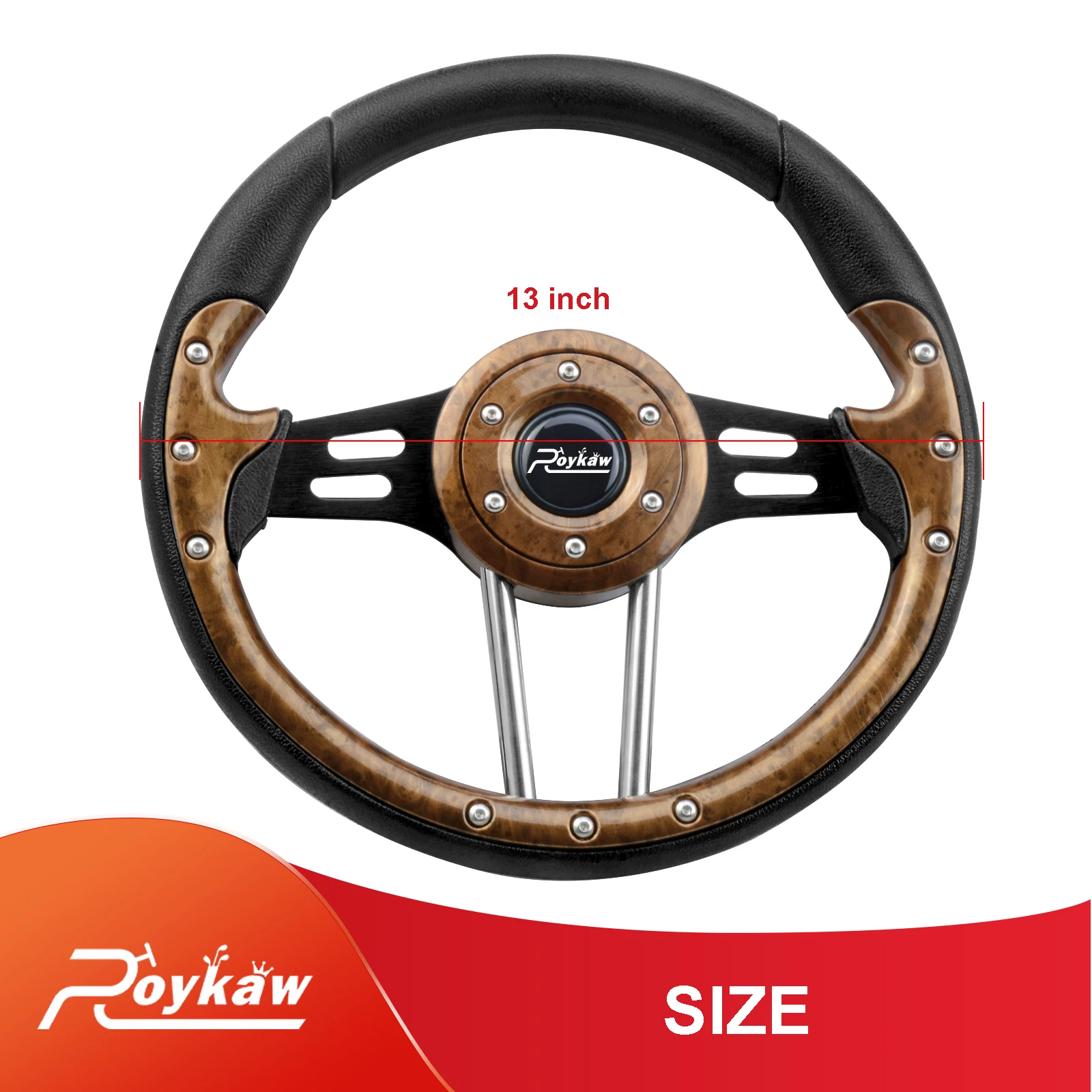 Roykaw Golf Cart Steering Wheel Fit for EZGO, Club Car, Yamaha & Most Golf Carts, 12.5