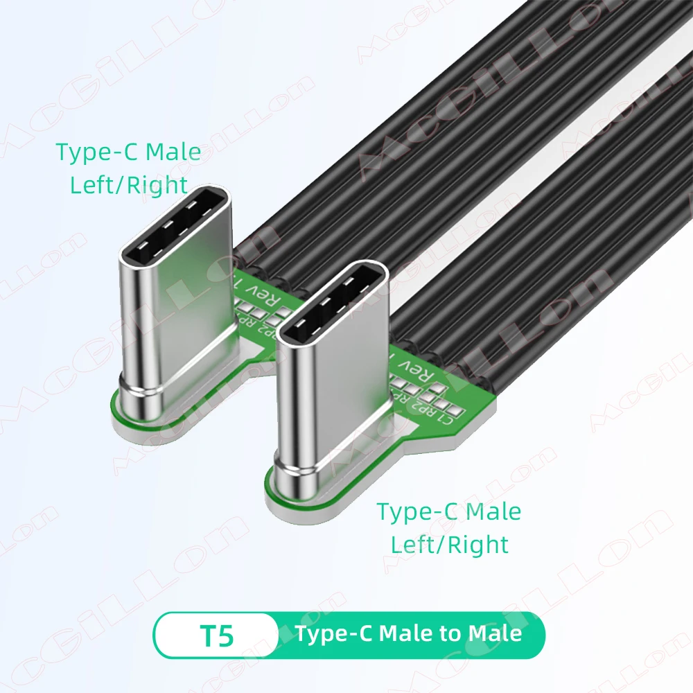Flexibles, flaches Silikon-Typ-C-auf-USB-C-Kabel links/rechts nach oben/unten abgewinkelt für Kameratelefone, 60 W, schnelles Laden, 480 Mbit/s Datenübertragung