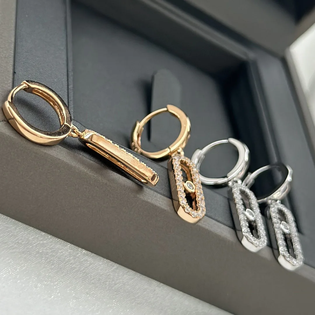 Unique Design Mover Series 925 Sterling Silver Inlaid Diamond Earrings, Classic Jewelry Fashionable And Generous