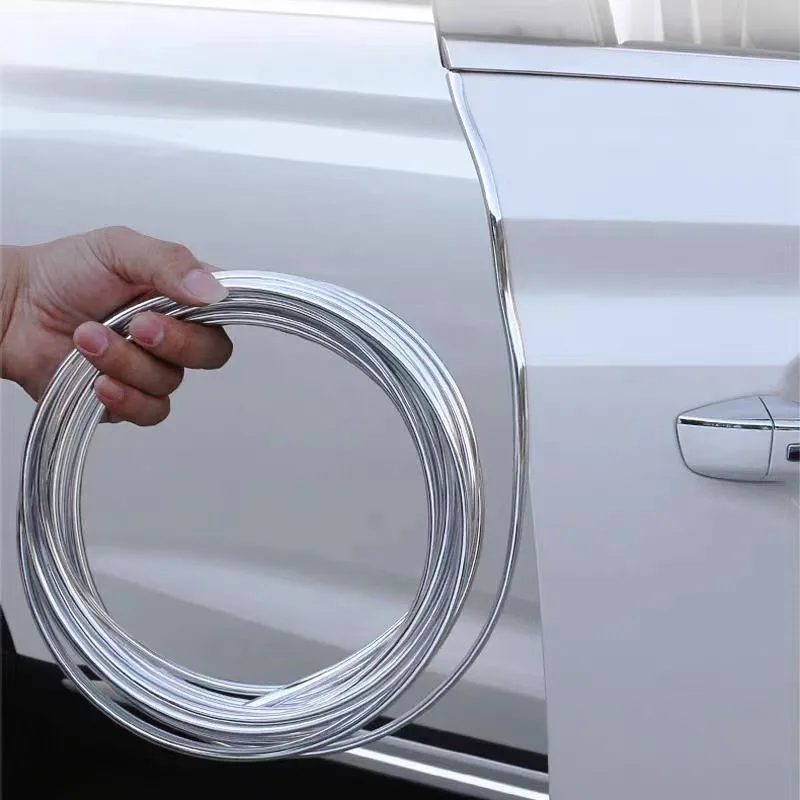 3/6M Car Door Chrome Moulding Trim Strip Edge Scratch Guard Protector Cover Strip Roll Chrome Styling Moulding Trim Strip