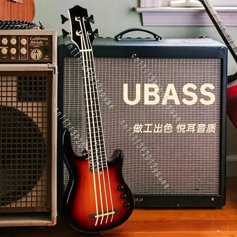 30 Inch Four String Electric Bass Guitar, Portable Plucked Musical Instrument, UBASS Yukbass Stringed Instrument