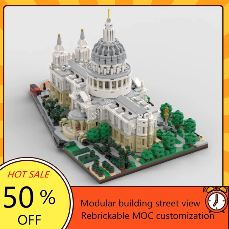 2148PCS Saint Paul\'s Cathedral 1:800 Modular MOC Creative street view Model Building Blocks Education Assembly Model Toys Gifts