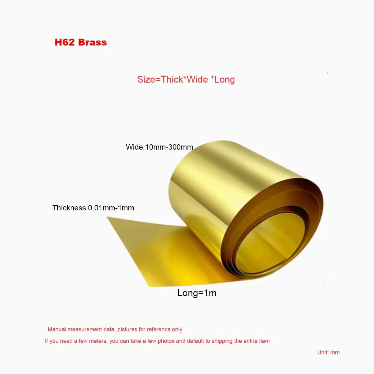 H62 Brass Sheet / Skin/Foil/Strip Processing Retail 0.01 0.05 0.1-1.0mm