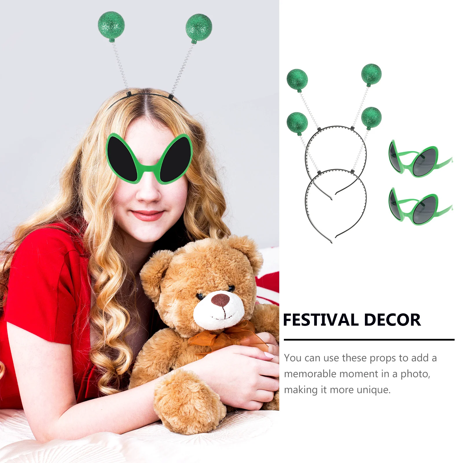 

2Sets Hair Hoops with Glasses Decor Funny Festival Headdress for Cosplay Party Costume Accessory Adults Fashion Headband