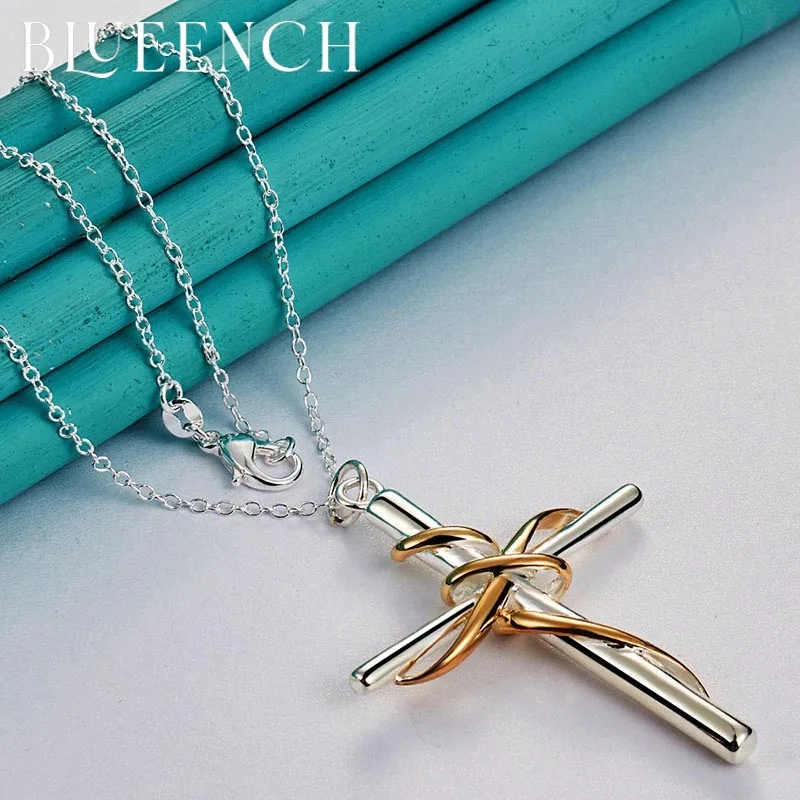 

Blueench 925 Sterling Silver Cross Pendant Necklace for Women Wedding Party Fashion Jewelry