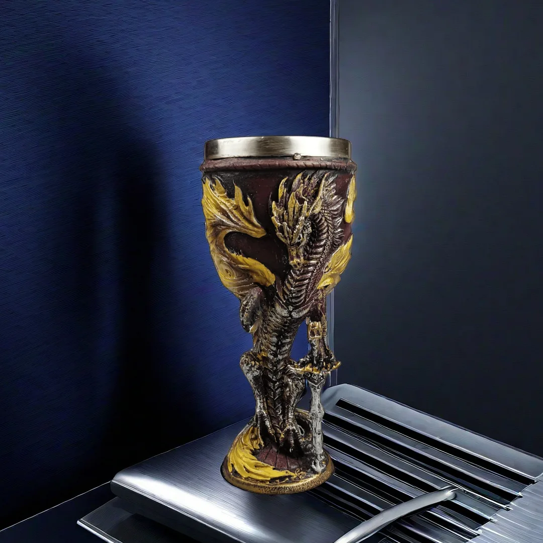 Retro Stainless Steel Beer Cup Men’s Gift Nordic Medieval Mythical Creative 3D Sword Warrior Goblet Wine Glass Drinking Cups view 3